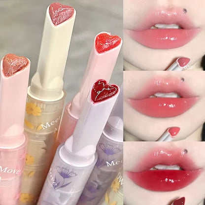 Water-Light Mirror Lip Glaze Glitter Lip Tint Long Lasting Moisturising Love Heart Shape Solid Lipstick Pen Lips Makeup Cosmetic