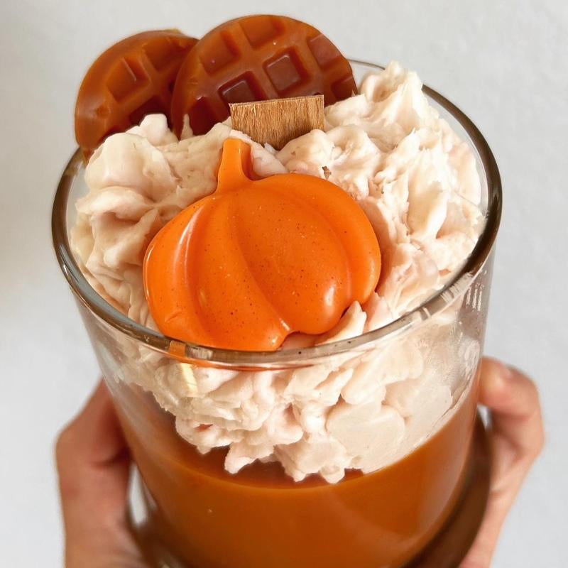 Pumpkin Waffles Type Whipped Coconut Soy Wax Candle 12Oz. Wood Wick