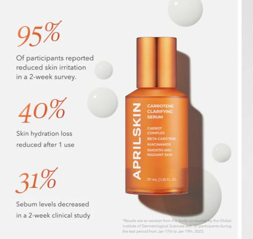[APRILSKIN Official Shop] Carrotene Clarifying Serum (37Ml) | Niacinamide+Carrot Seed Oil+Centella Asiatica Extract Soothing Serum | Korean Skincare | Glass Glow Serum