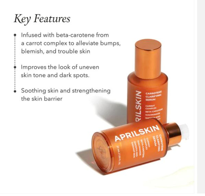 [APRILSKIN Official Shop] Carrotene Clarifying Serum (37Ml) | Niacinamide+Carrot Seed Oil+Centella Asiatica Extract Soothing Serum | Korean Skincare | Glass Glow Serum
