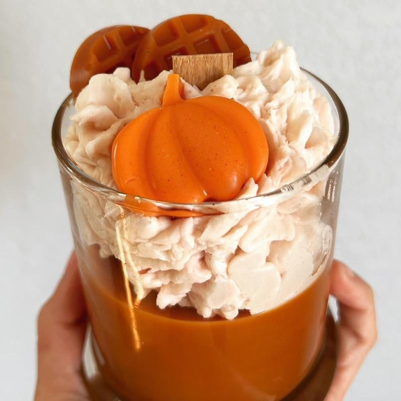 Pumpkin Waffles Type Whipped Coconut Soy Wax Candle 12Oz. Wood Wick
