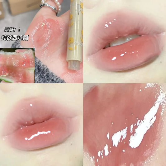 Water-Light Mirror Lip Glaze Glitter Lip Tint Long Lasting Moisturising Love Heart Shape Solid Lipstick Pen Lips Makeup Cosmetic