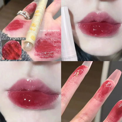 Water-Light Mirror Lip Glaze Glitter Lip Tint Long Lasting Moisturising Love Heart Shape Solid Lipstick Pen Lips Makeup Cosmetic