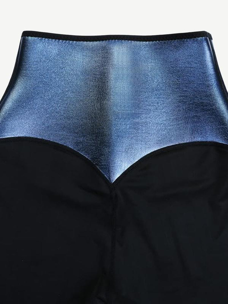 Leggings Tummy Control Sweatpants Blue Neoprene Leggings